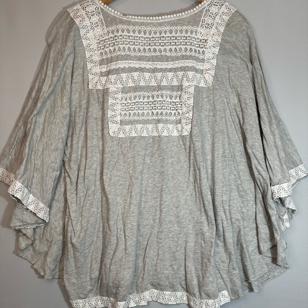 Johnny Was 4 Love and Liberty Womens Size S Tunic Top Blouse Boho Trim Lace - Picture 2 of 12